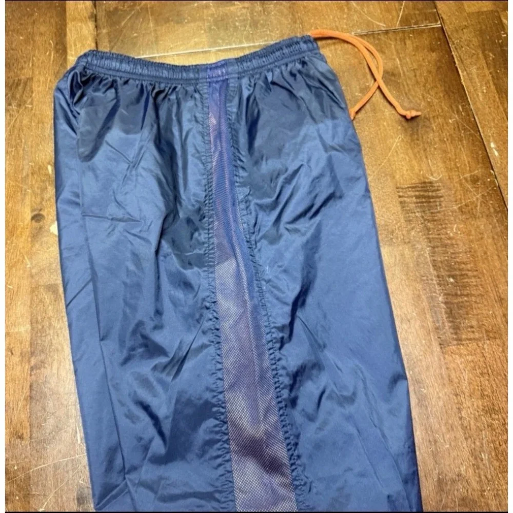 Vtg Nike Track Pants Kids Size M 8-10 Blue Orange Mesh Side Stripe Windbreaker